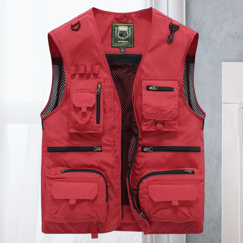 Gilet Cargo in rete con tasche per Uomo
