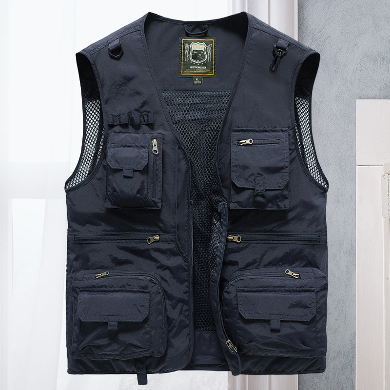 Gilet Cargo in rete con tasche per Uomo