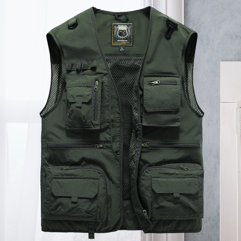 Gilet Cargo in rete con tasche per Uomo