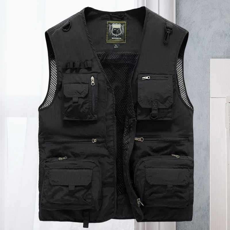 Gilet Cargo in rete con tasche per Uomo